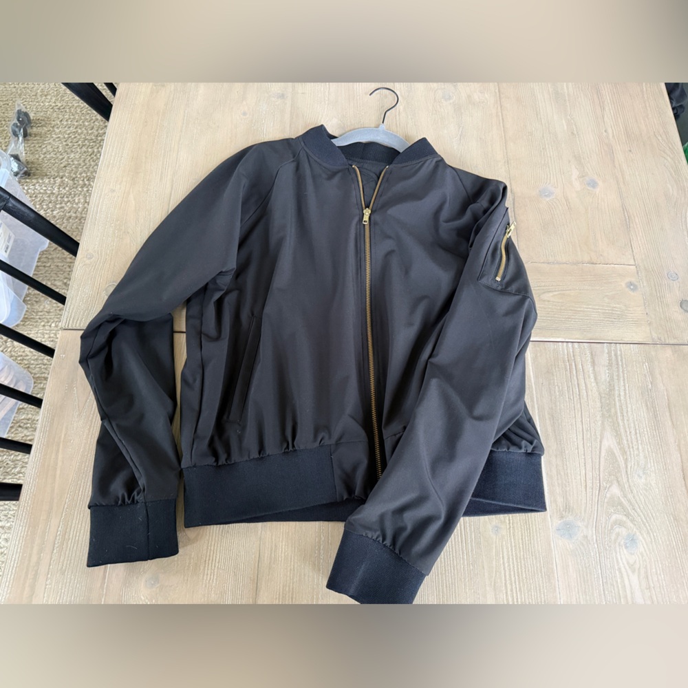 Albion Black Bomber Jacket with Gold Hardware